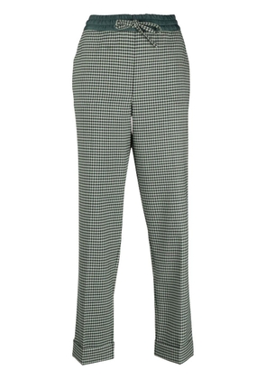 PAROSH fine-check tapered cropped trousers - XS GREEN