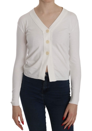 V-neck Long Sleeve Cropped Cardigan Tops Sweater - L