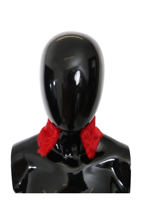 Dolce & Gabbana  Red Fur Neck Collar Wrap Lambskin Scarf