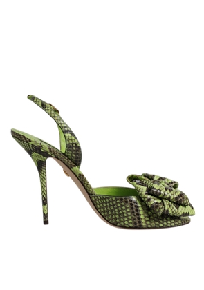 Green Python Leather Heels Sandals Shoes - EU35.5/US5