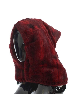 Dolce & Gabbana Bordeaux Hamster Fur Crochet Hood Scarf Hat
