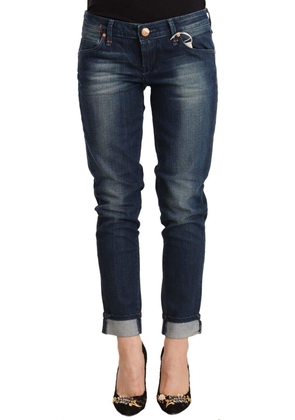 Acht Blue Washed Low Waist Skinny Denim Folded Hem Jeans - W28