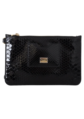 Dolce & gabbana Black Leather Coin Purse Wristlet Mirror Agnese Wallet