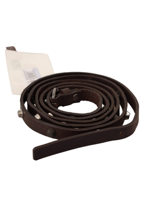 Costume National Brown Leather Silver Tone Buckle Belt - 85 cm / 34 Inches