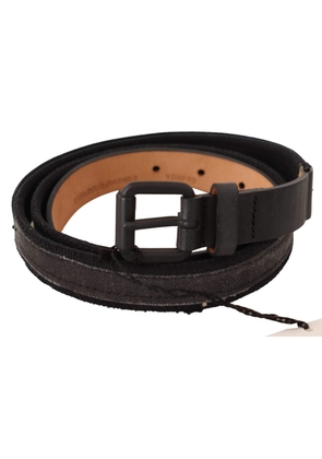 Ermanno Scervino Black Leather Logo Buckle Waist Women Belt - 95 cm / 38 Inches