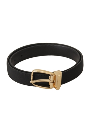 Dolce & Gabbana Black Canvas Leather Gold Metal Buckle Belt - 80 cm / 32 Inches