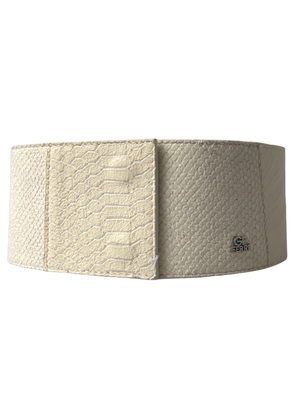 Gf Ferre Off White Waxed Cotton Wide Fashion Waistband Belt - 70 cm / 28 Inches