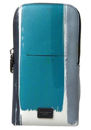 Dolce & Gabbana Blue Leather Men Purse Crossbody Sling Phone Bag