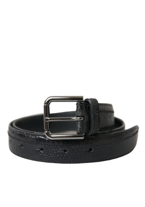 Dolce & Gabbana Black Exotic Leather Silver Metal Buckle Belt - 80 cm / 32 Inches