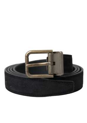 Dolce & Gabbana Black Suede Leather Gold Metal Buckle Belt - 110 cm / 44 Inches