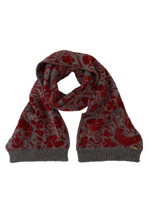 GF Ferre Red Grey Knitted Wrap Warmer s Shawl Scarf