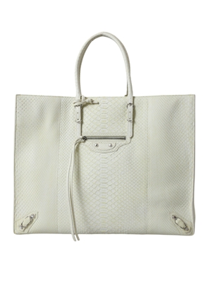 Balenciaga Chic Python Leather Tote in White & Yellow