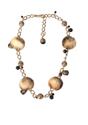 Gold Brass Leopard Fur Pearl Collier Chain Belt - 100 cm / 40 Inches