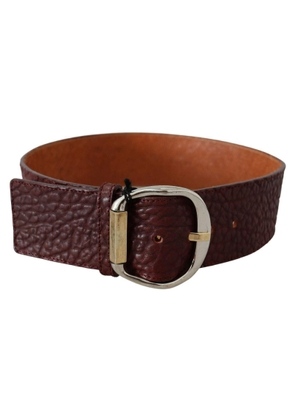 GF Ferre Bordeaux Wide Leather Waist Gold Silver Belt - 70 cm / 28 Inches