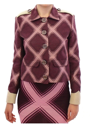 House of Holland Check Trench Coat Blazer Purple Jacket - S