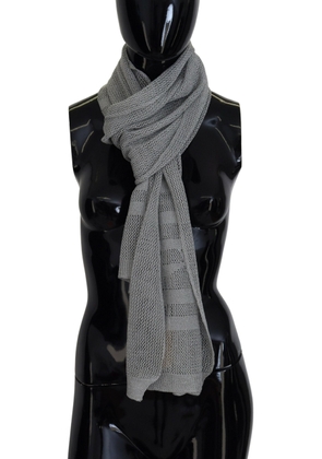 John Galliano Gray Logo Knitted Neck Wrap Shawl Foulard Scarf