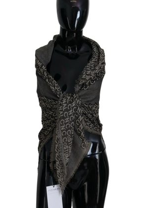 Costume National Gray Logo Knit Neck Wrap Shawl Scarf