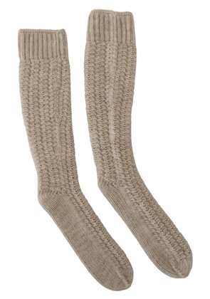 Dolce & Gabbana Beige Wool Knit Calf Long  Socks