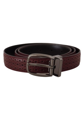 Dolce & Gabbana Brown Perforated Leather Metal Buckle Belt - 95 cm / 38 Inches