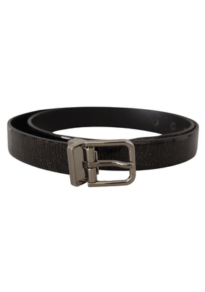Dolce & Gabbana Black Leather Vernice Metal Buckle Belt - 90 cm / 36 Inches