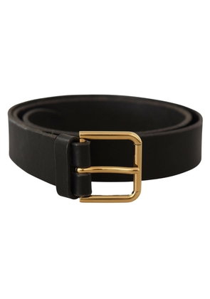 Dolce & Gabbana Brown Gold Metal Logo Buckle Calf Leather Belt - 95 cm / 38 Inches