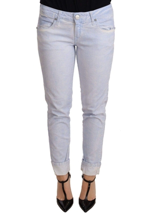 Acht Light Blue Cotton Folded Hem Denim Skinny  Trouser Jeans - W26