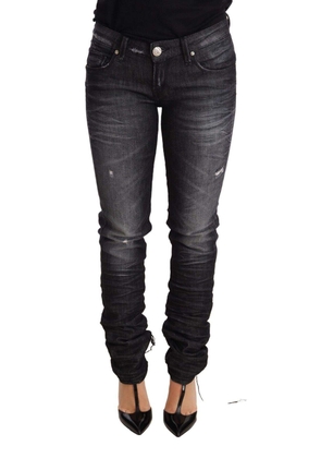 Acht Black Washed Cotton Low Waist Skinny Denim Trouser Jeans - W26