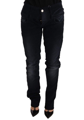 Acht Blue Washed Cotton Denim Low Waist Loose Fit Trousers Jeans - W26