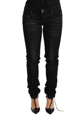 Acht Black Washed Cotton Slim Fit Denim Low Waist Trouser Jeans - W26