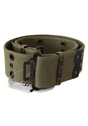 Ermanno Scervino Green 100% Cotton Rustic Bronze Buckle Belt - 85 cm / 34 Inches