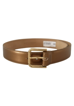 Dolce & Gabbana Bronze Leather Gold Logo Engraved Waist Buckle Belt - 65 cm / 26 Inches