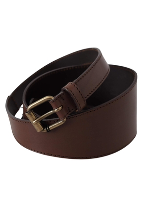 PLEIN SUD Brown Leather Gold Metal Buckle Belt - 130cm / 50inch
