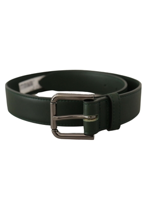 Dolce & Gabbana Army Green Leather Logo Metal Waist Buckle Belt - 60 cm / 24 Inches