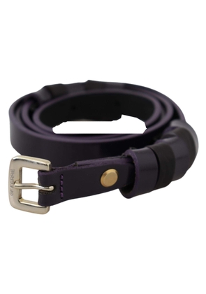 GF Ferre Black Leather Thin Gold Metal Chrome Buckle Belt - 85 cm / 34 Inches