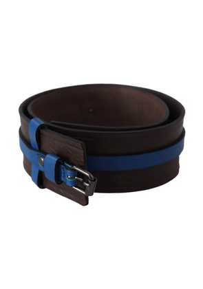 Costume National Brown Thin Blue Line Leather Buckle Belt - 85 cm / 34 Inches