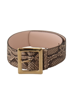 Dolce & Gabbana Beige Exotic Leather Wide Gold Metal Buckle Belt - 65 cm / 26 Inches