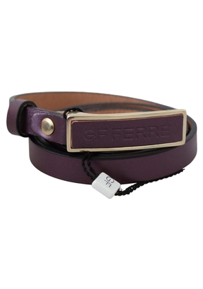 GF Ferre Gold Logo Buckle Waist Leather Skinny Belt - 85 cm / 34 Inches