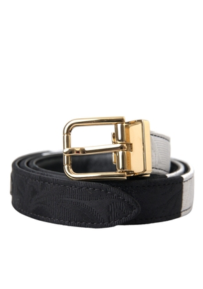 Black White Patchwork Gold Metal Buckle Belt - 80 cm / 32 Inches