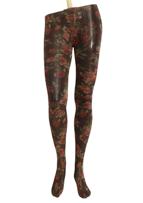 Dolce & Gabbana Black Floral Print Stockings Nylon Tights - M