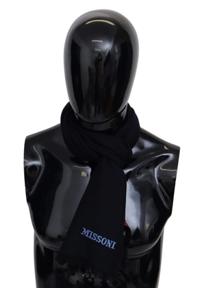 Missoni Black 100% Wool Knit Unisex Neck Wrap Shawl Scarf