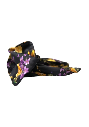 Black Floral Applique Silk Women Headband Diadem