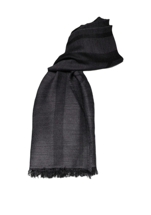 Dark Gray Wool Viscose Foulard Patterned Scarf