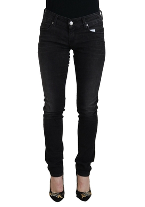 Black Cotton Low Waist Slim Fit Women Casual Denim Jeans - W26