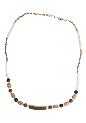 Black Gold Wooden Beaded Logo Pendant Necklace