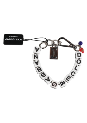 Silver Brass Chain Dice Logo Embellished Charm Bracelet