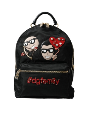 Black #DGFAMILY Embellished Backpack VULCANO Bag