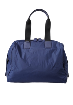 Blue Nylon Calfskin Hand Shoulder Duffel Bag