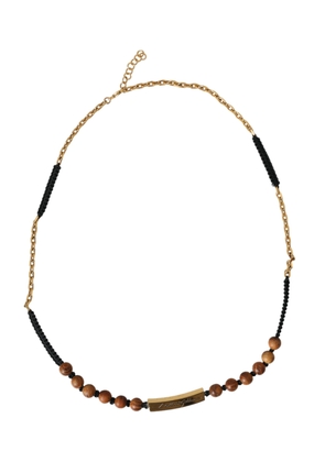 Black Gold Wooden Beaded Logo Pendant