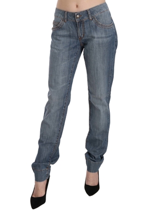 Just Cavalli Blue Washed Cotton Low Waist Slim Fit Denim Pants - W31