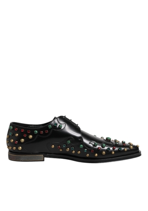 Dolce & Gabbana Black Leather Derby Dress Studded Shoes - EU44.5/US11.5